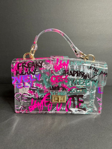 Tiff Clear Graffiti PVC Handbag – StepNPretty